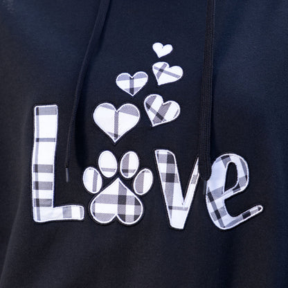 Plaid Love & Paw Hooded Sweatshirt