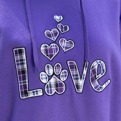 Plaid Love & Paw Hooded Sweatshirt