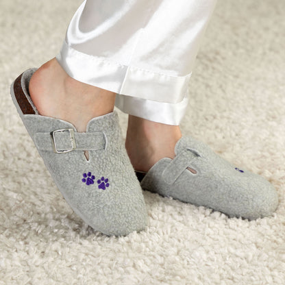 Paw Print Sherpa Clog Slippers