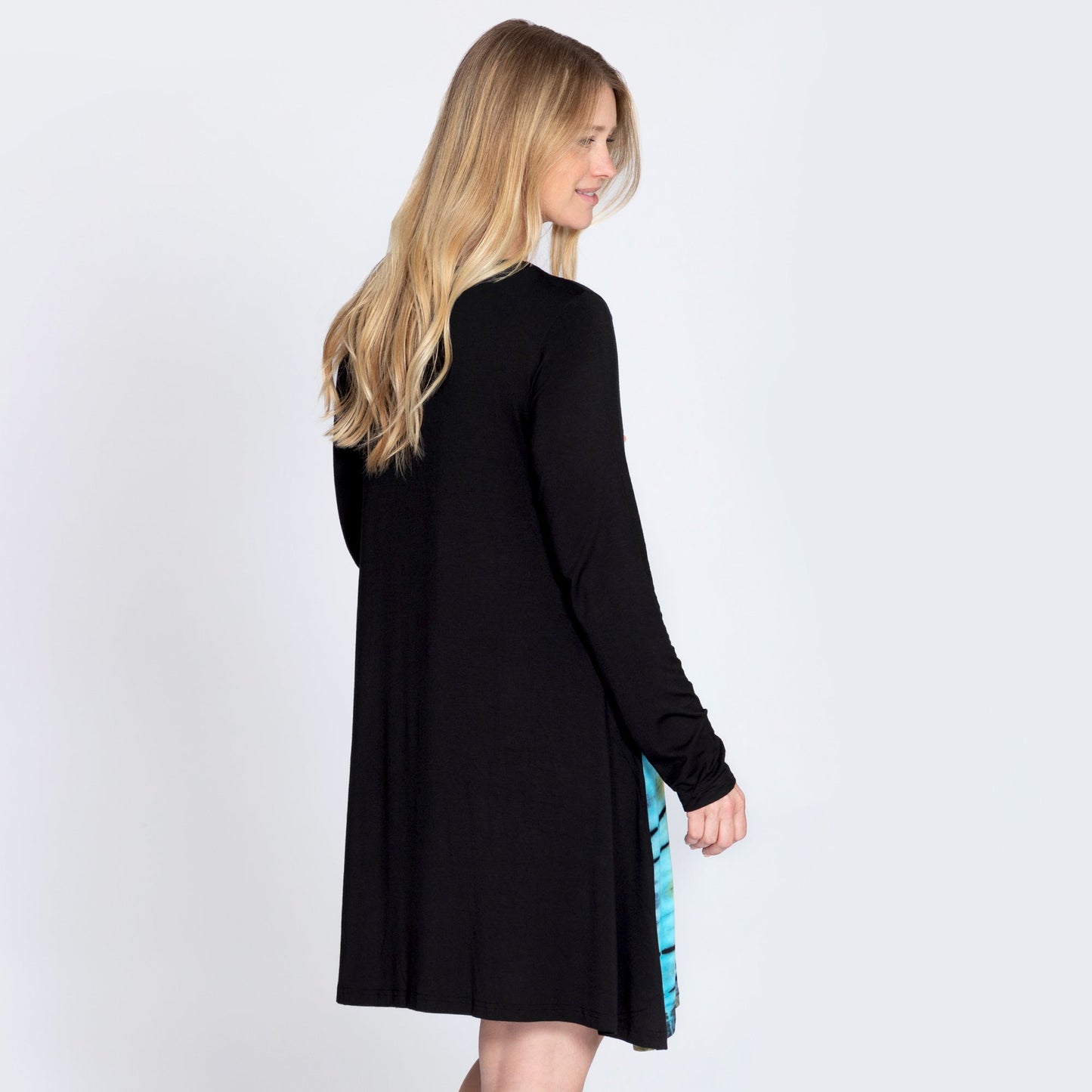 Long Sleeve Tie-Dye Side Panel Dress