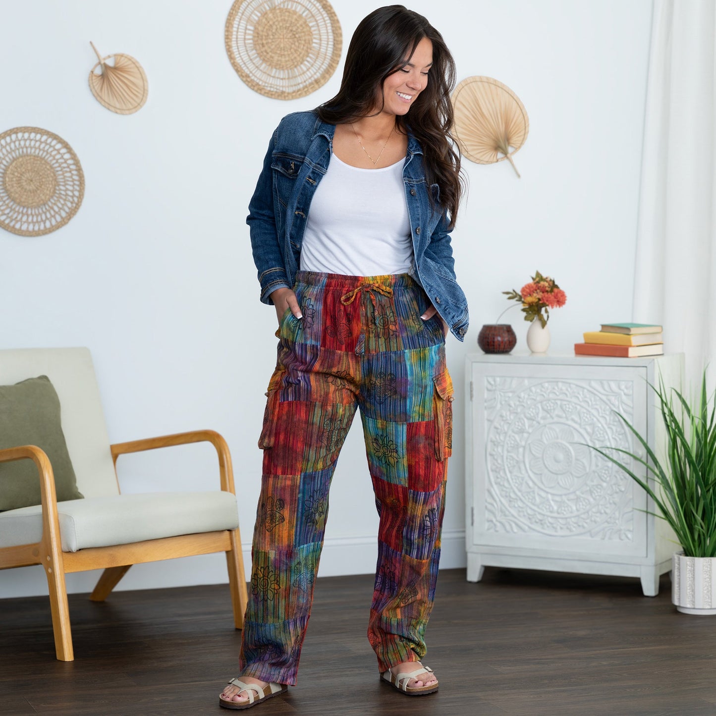 Tie-Dye Patchwork Paw Print Pants