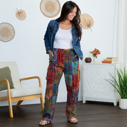 Tie-Dye Patchwork Paw Print Pants