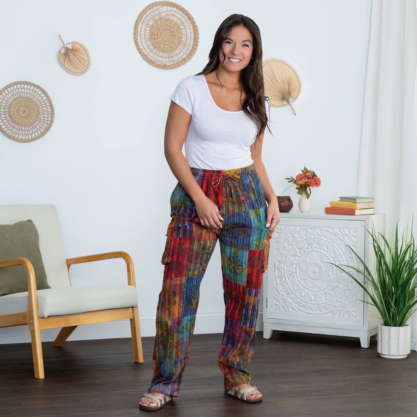 Tie-Dye Patchwork Paw Print Pants