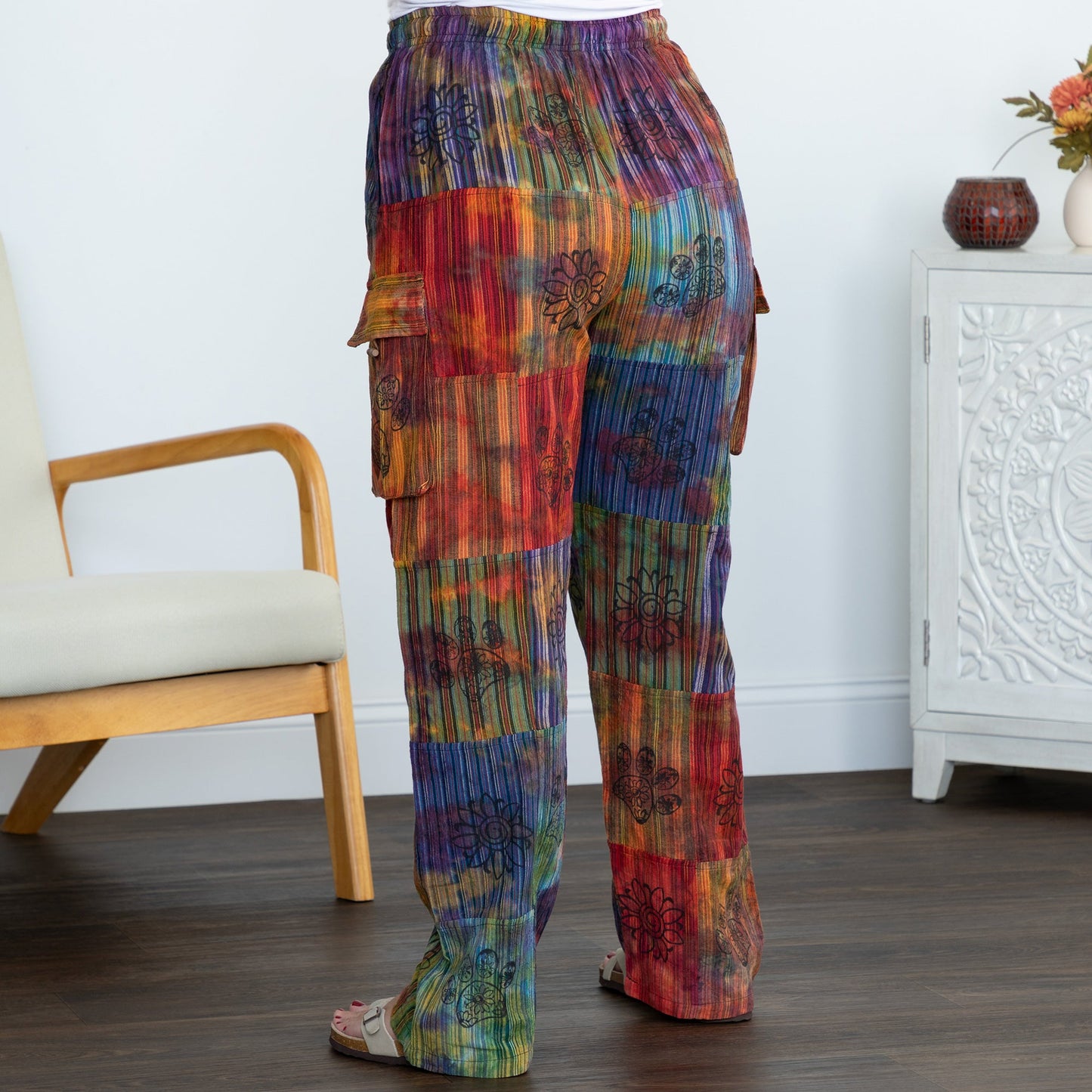 Tie-Dye Patchwork Paw Print Pants