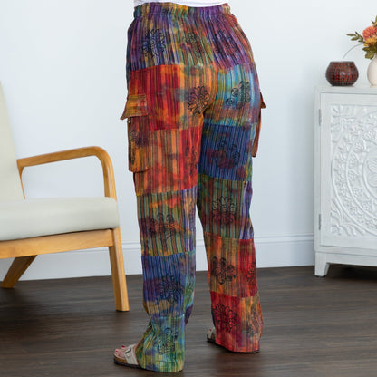 Tie-Dye Patchwork Paw Print Pants