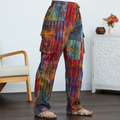 Tie-Dye Patchwork Paw Print Pants