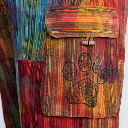 Tie-Dye Patchwork Paw Print Pants
