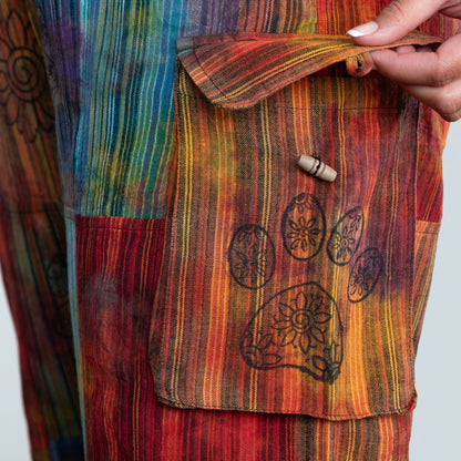 Tie-Dye Patchwork Paw Print Pants