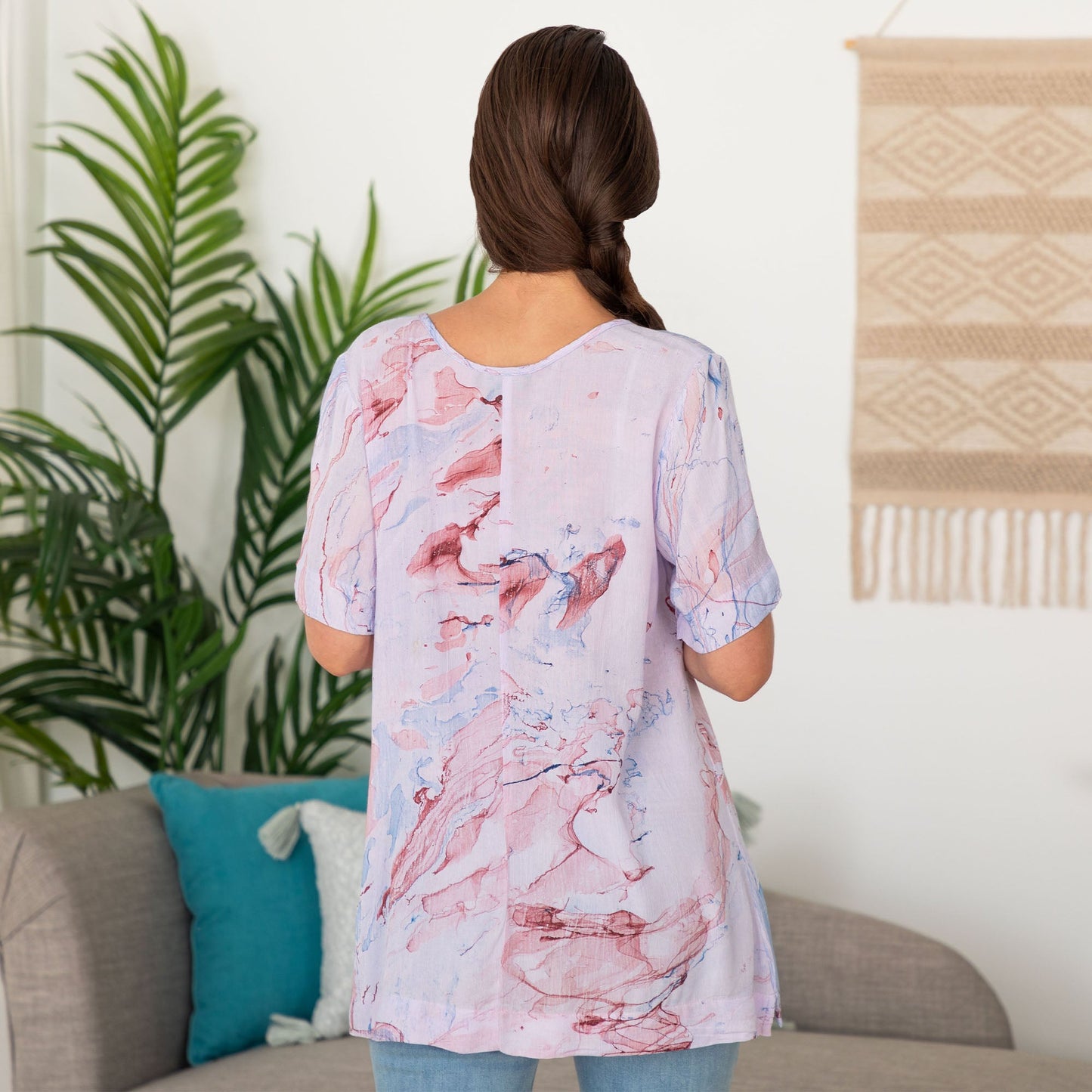 Orchid Swirl Short Sleeve Top