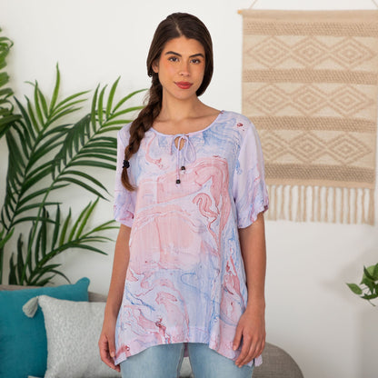 Orchid Swirl Short Sleeve Top