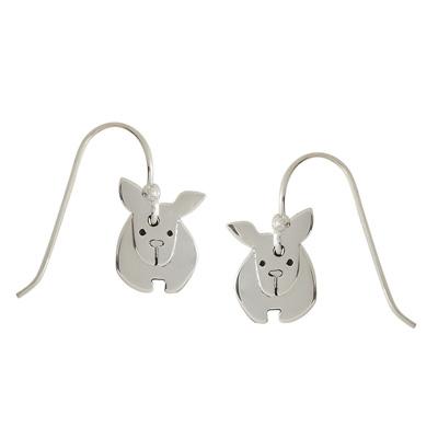 Dancing Dog Sterling Silver Earrings