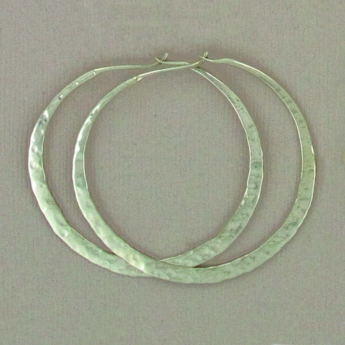 Hammered 40mm Sterling Silver Hoop Earring