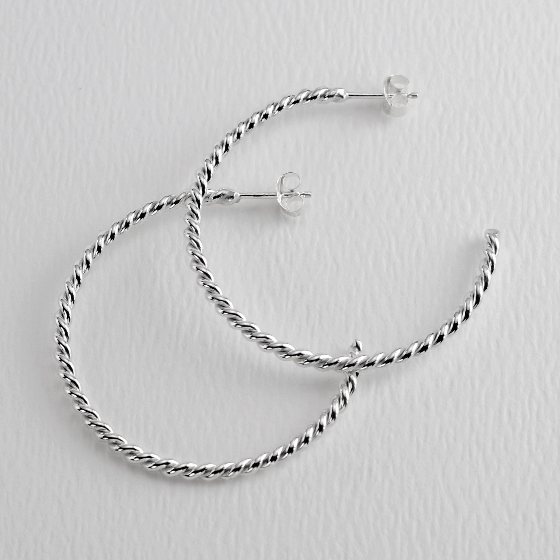 Twisted 40mm Sterling Silver Hoop Earring