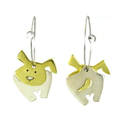 Dancing Dog Mixed Metal Earrings