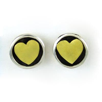 Heart Sterling & Brass Post Earring