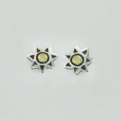 Sun Sterling & Brass Post Earring