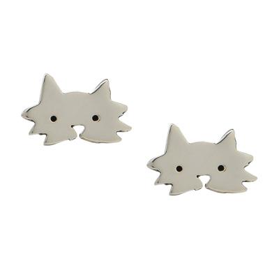 Cat Sterling Silver Post Earring