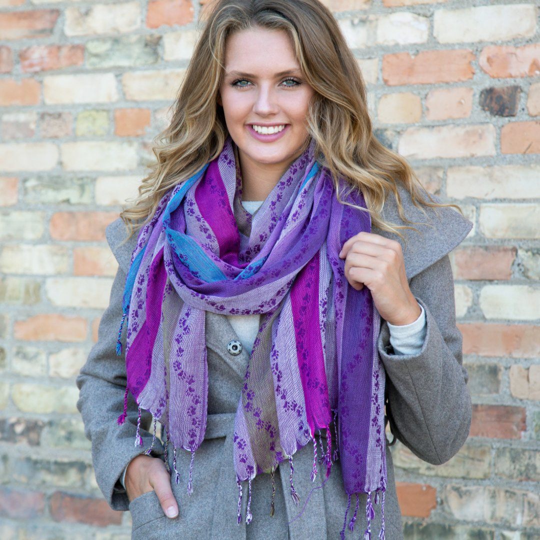 Walking Paw Prints Jamawar Scarf