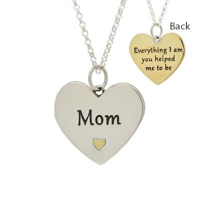 Mom Everything I Am Sterling & Brass Necklace