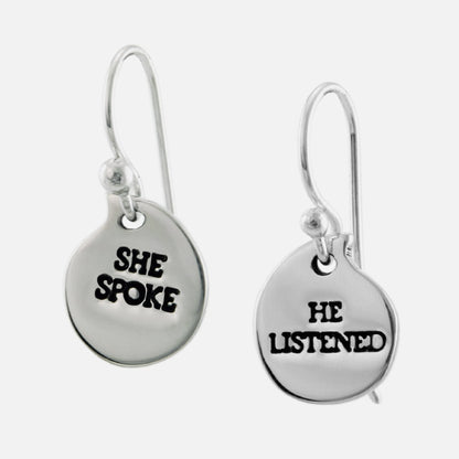 She Spoke He Listened Sterling Silver Earrings