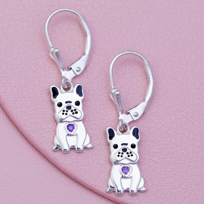 Sterling & Crystal Pup Earrings