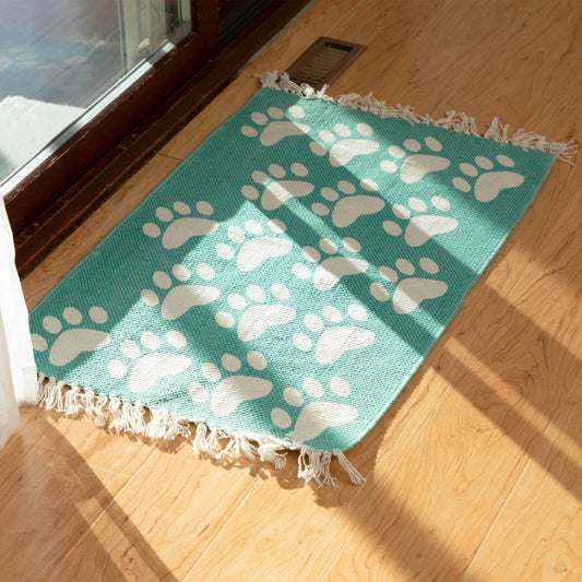 Printed Paws Woven Cotton Rug