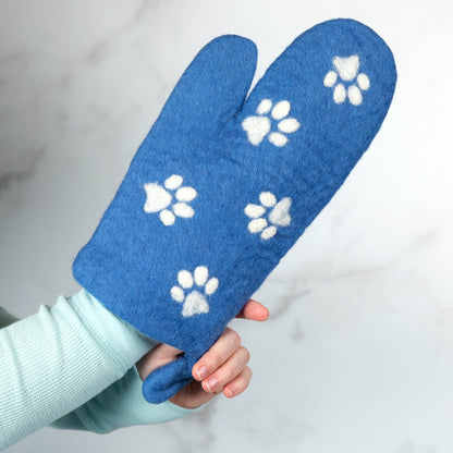 Handmade Felt Paw Print Oven Mitt