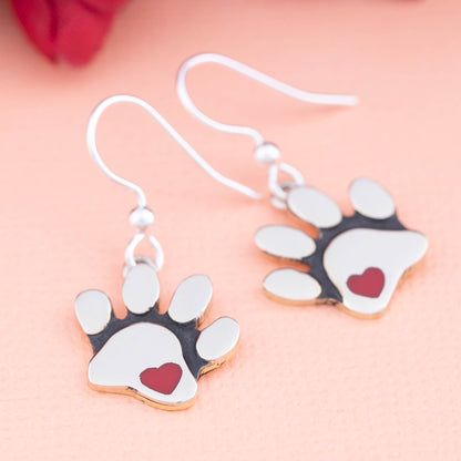 Heart Paw Print Earrings