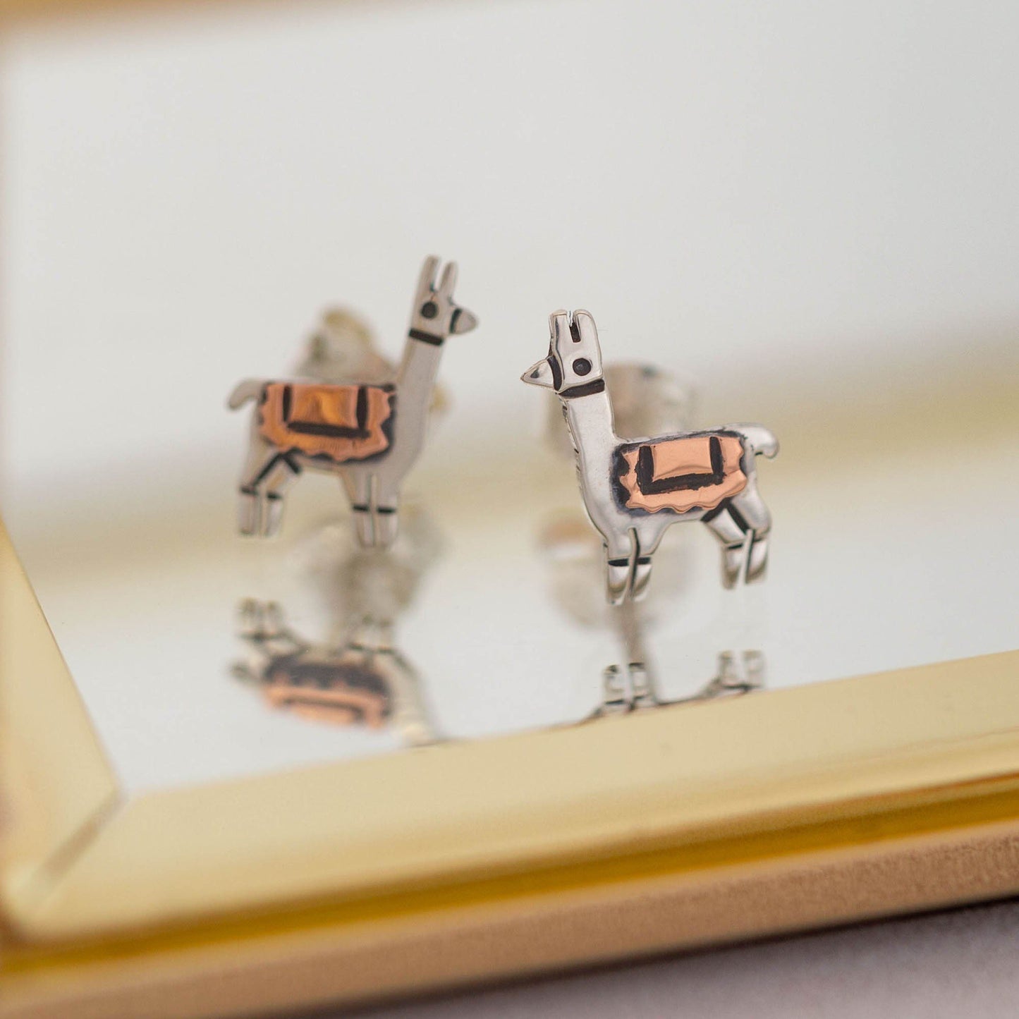 Llama Mixed Metal Post Earrings