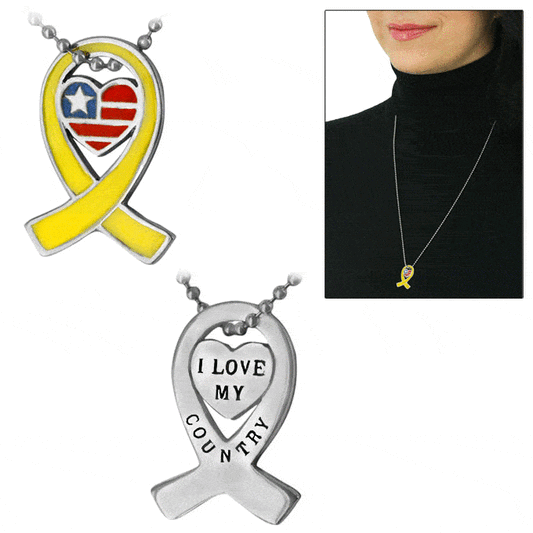 America In My Heart Yellow Ribbon Necklace