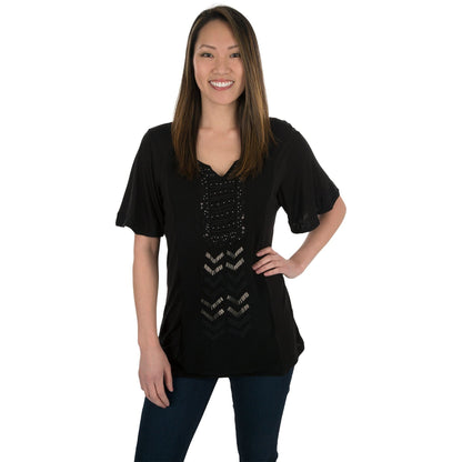 Chevron Charm Flutter Sleeve Tunic