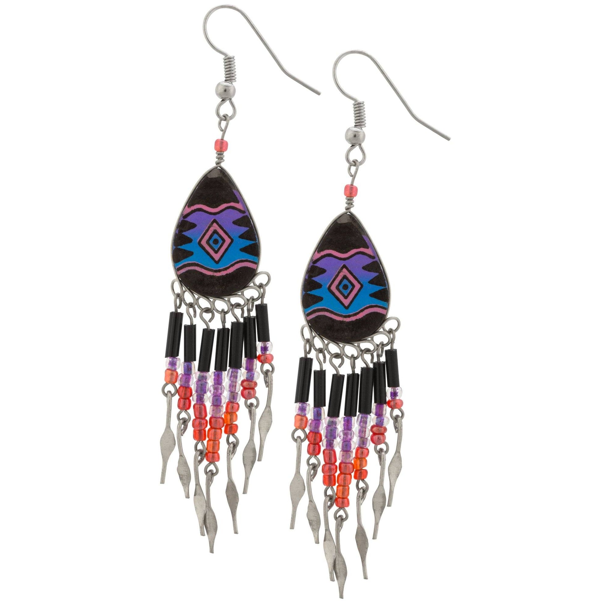 Colorful Ceramic Teardrop Chandelier Earrings