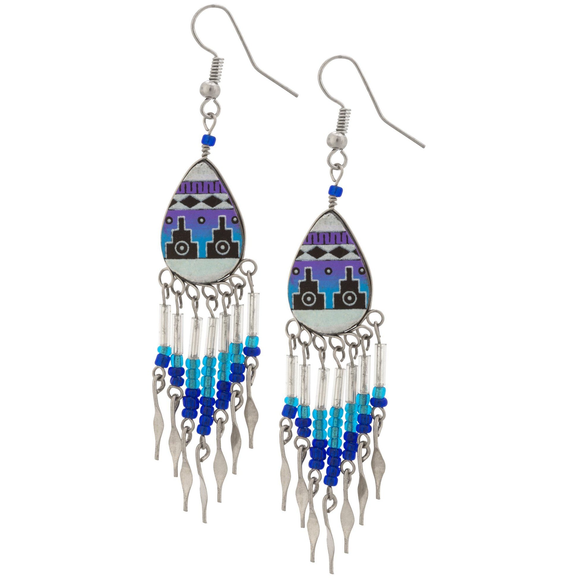 Colorful Ceramic Teardrop Chandelier Earrings