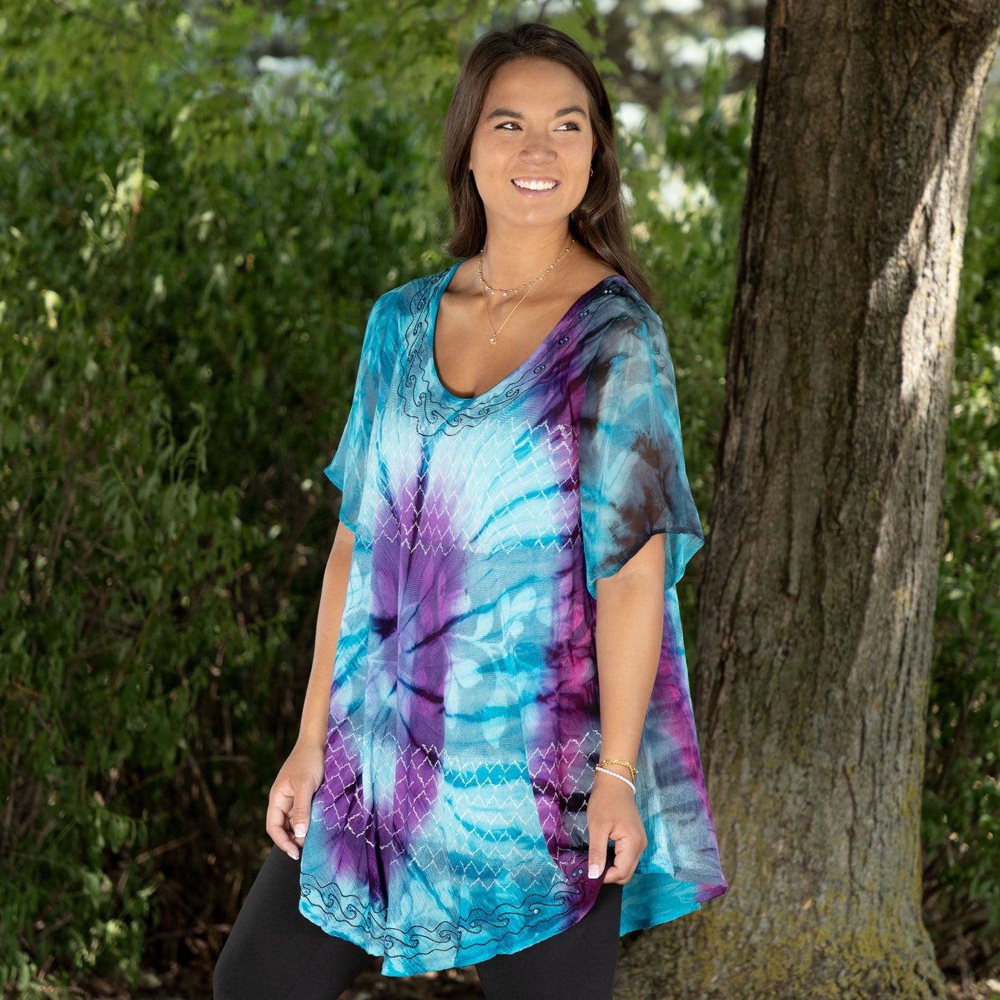 Swirls in the Sky Short Sleeve Tunic