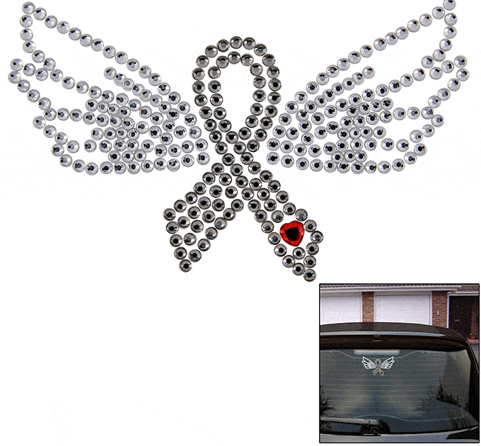 Diabetes Ribbon Angel Window Bling