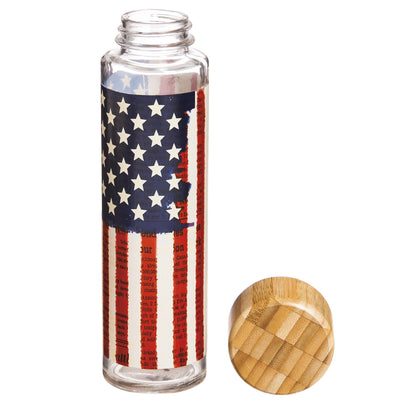 Land Of Liberty Glass Water Bottle