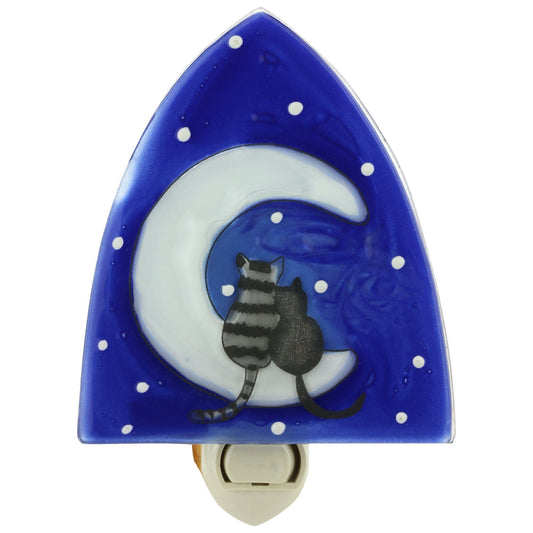 Moonlight Cats Recycled Glass Night Light