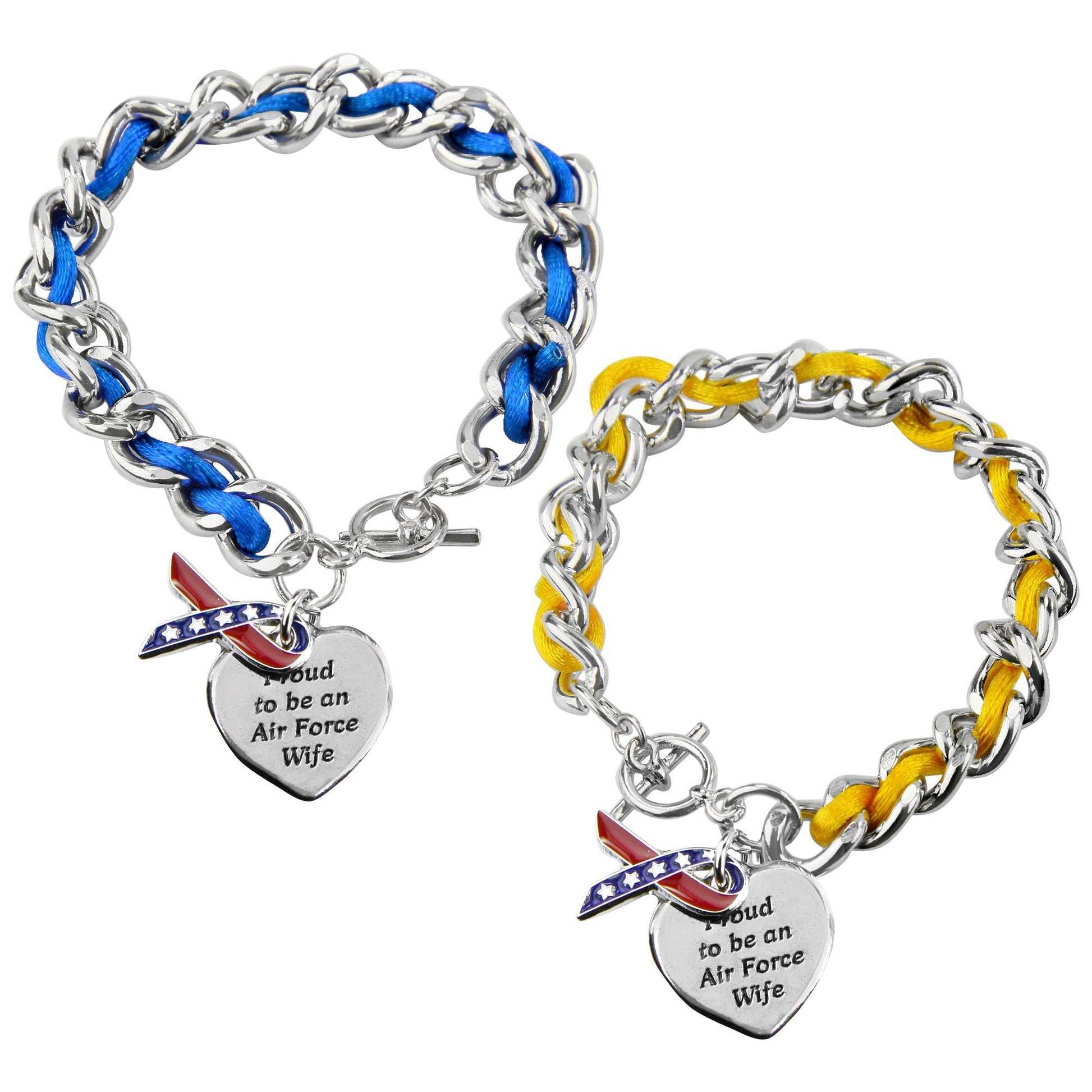 Proud To Be An Air Force Wife Ribbon Charm Bracelet