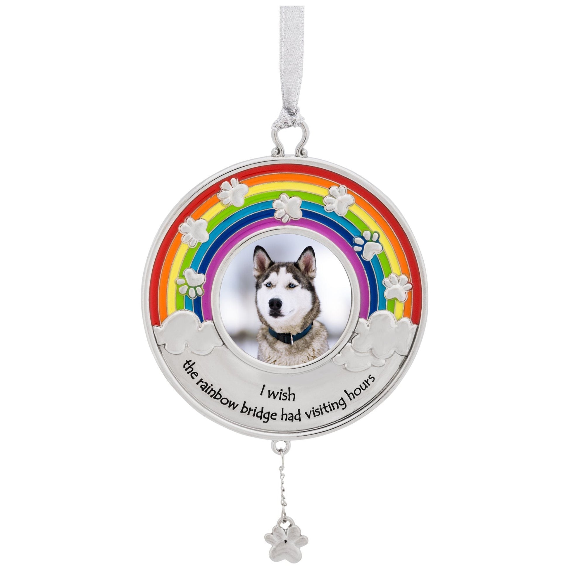 Rainbow Bridge Paw Print Photo Ornament