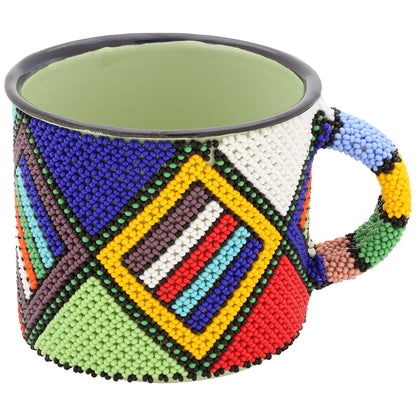 South African Beaded Enamelware Mug