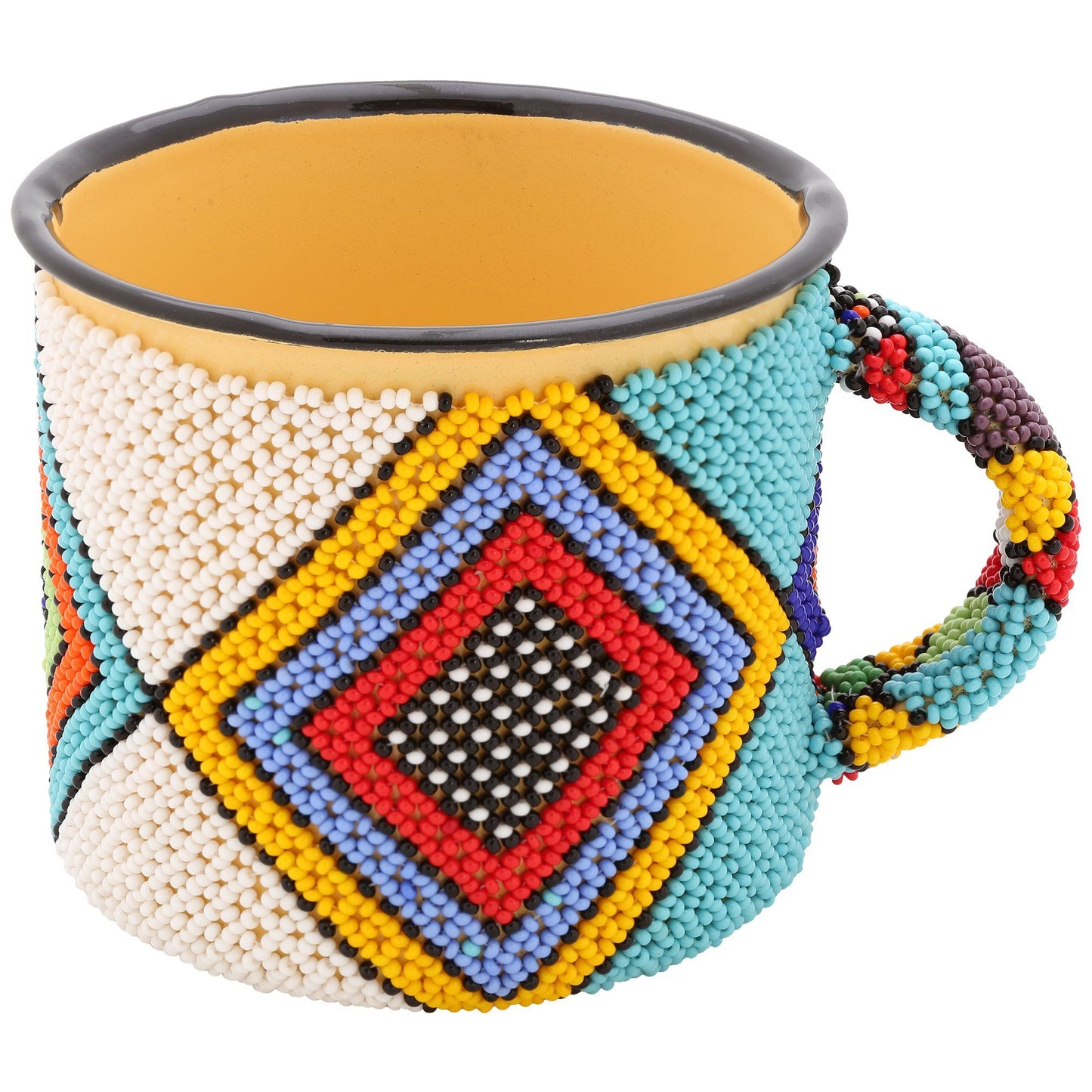 South African Beaded Enamelware Mug