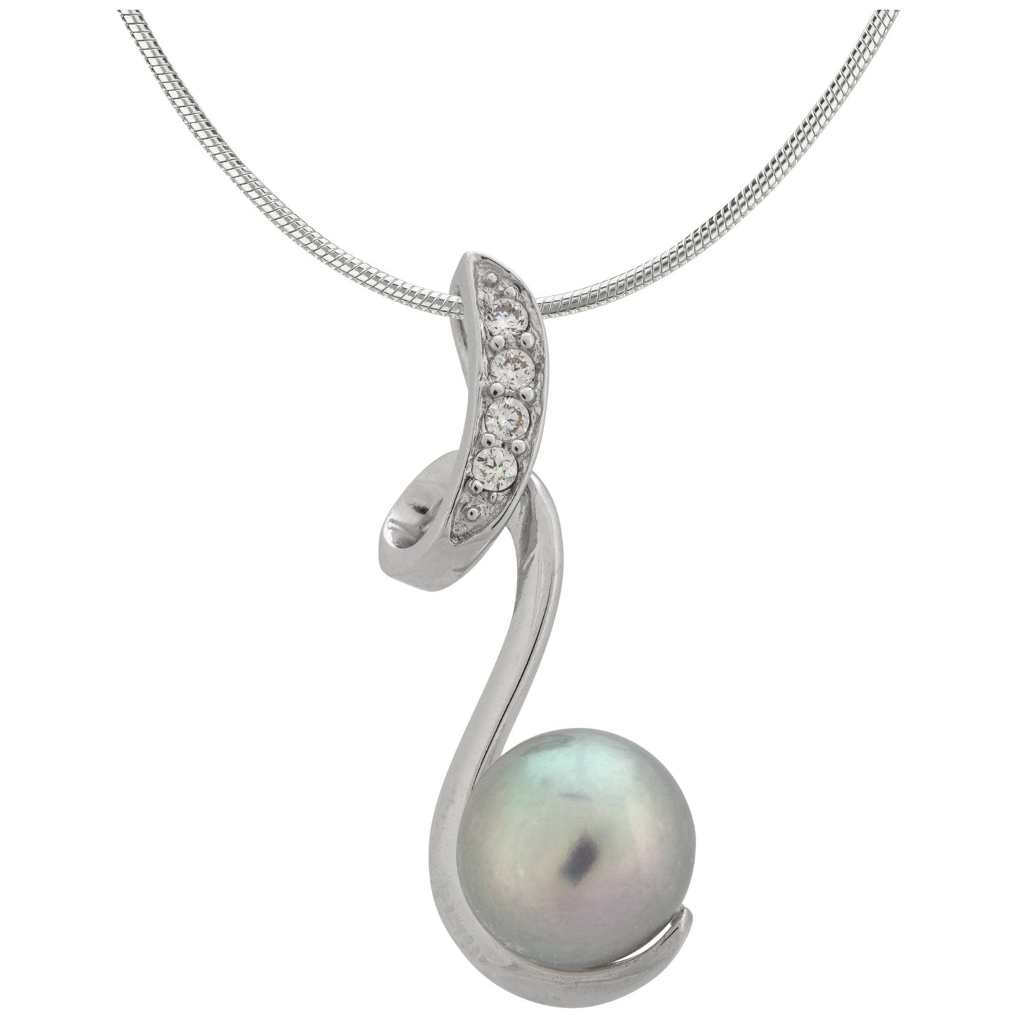 Sterling Swirl Pearl Necklace