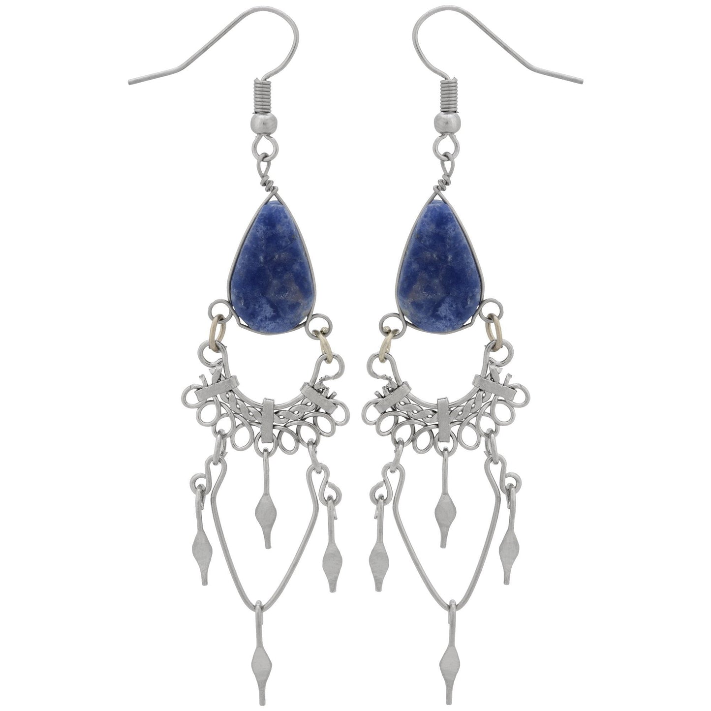 Swirls Chandelier Stone Earrings