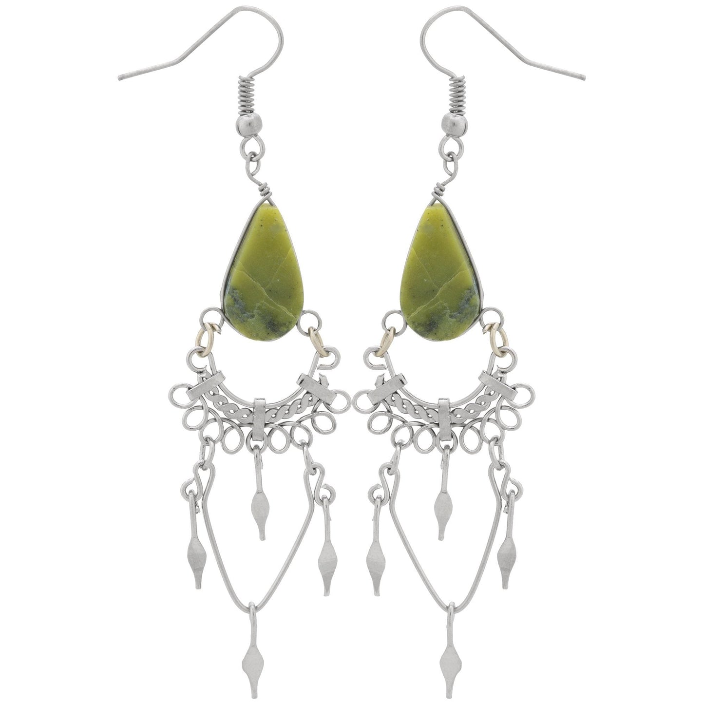 Swirls Chandelier Stone Earrings