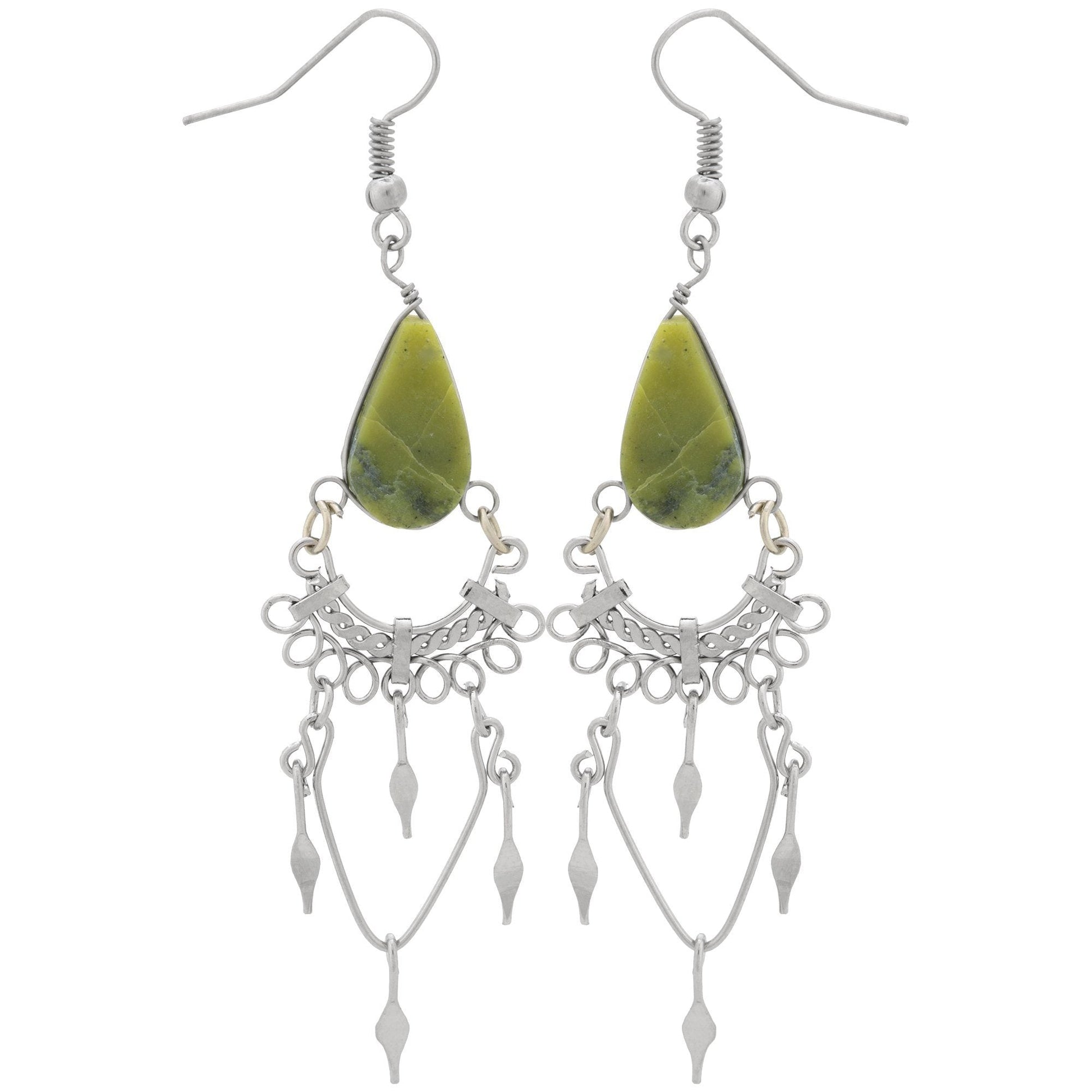 Swirls Chandelier Stone Earrings