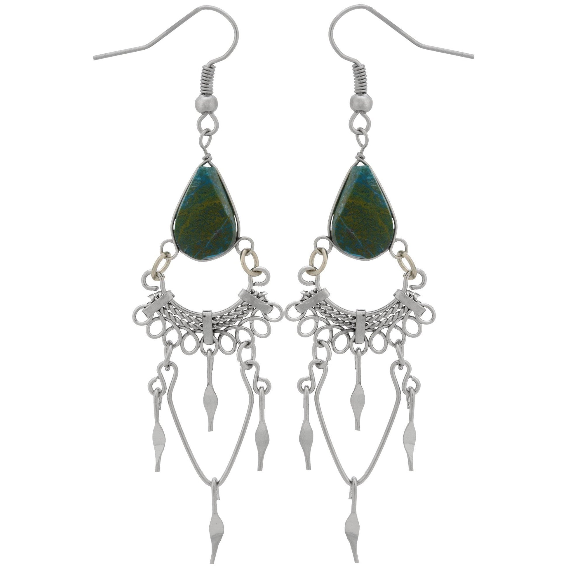 Swirls Chandelier Stone Earrings