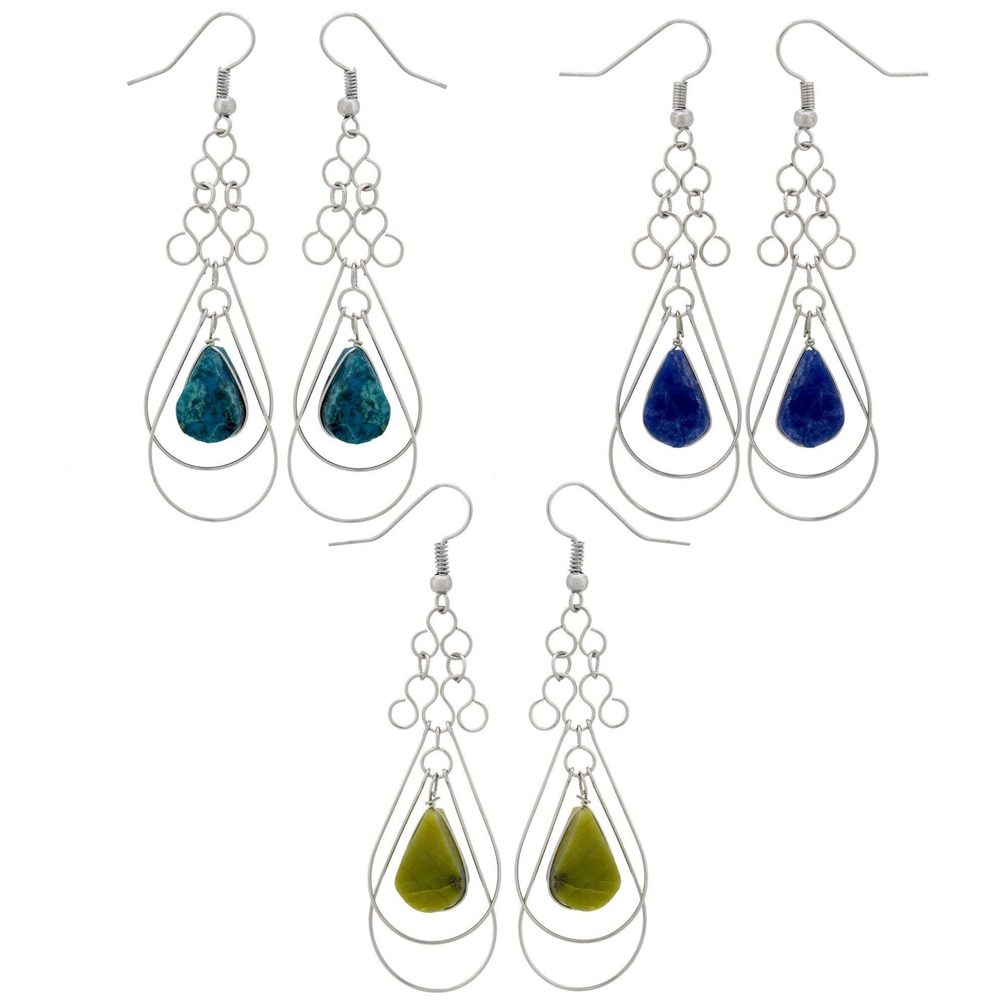 Teardrop Loops Stone Earrings