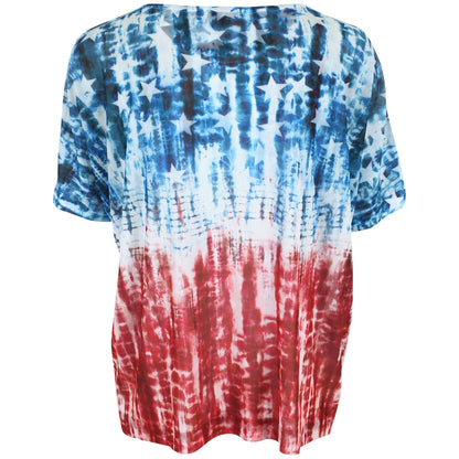 Tie Dye Patriotic Dolman Top