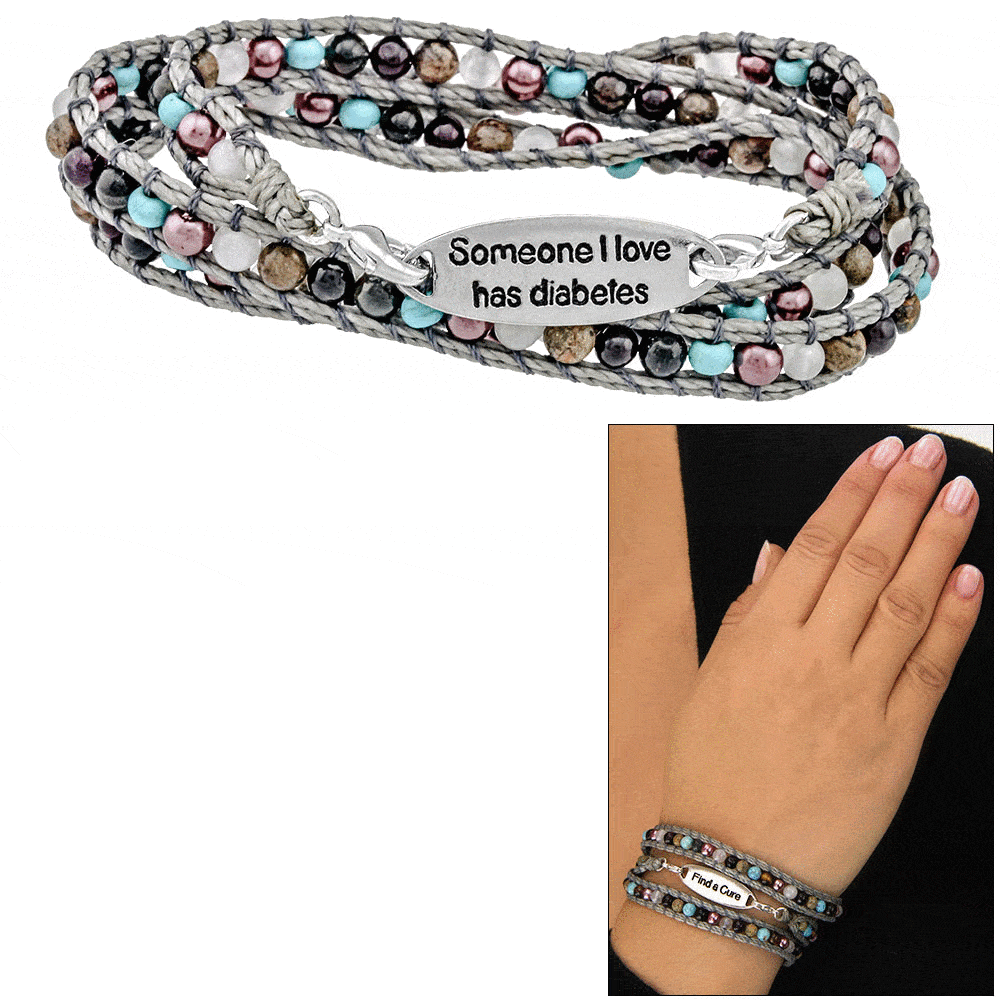 Wakami Someone I Love Has Diabetes Beaded Wrap Bracelet