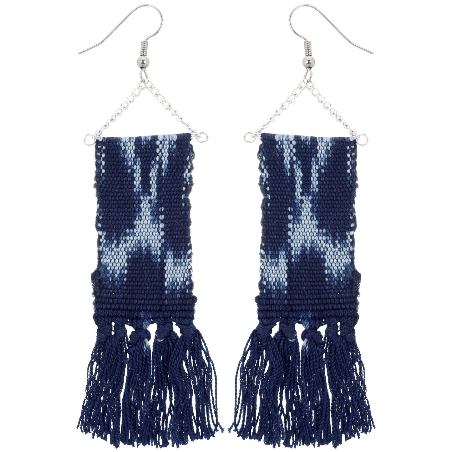 Woven Ikat Fringe Earrings